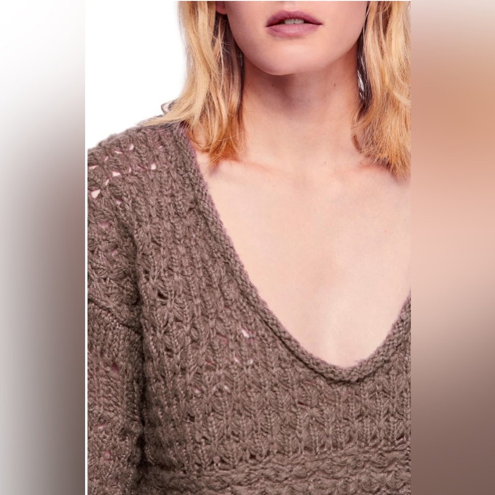 Free People Crashing Waves Pullover Sweater - Cocoa - M - Picture 2 of 9